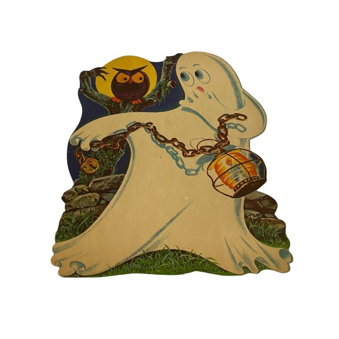 Ghost Owl Chains Cut Out Vintage Halloween  Decoration Cardboard Measures 16.25\