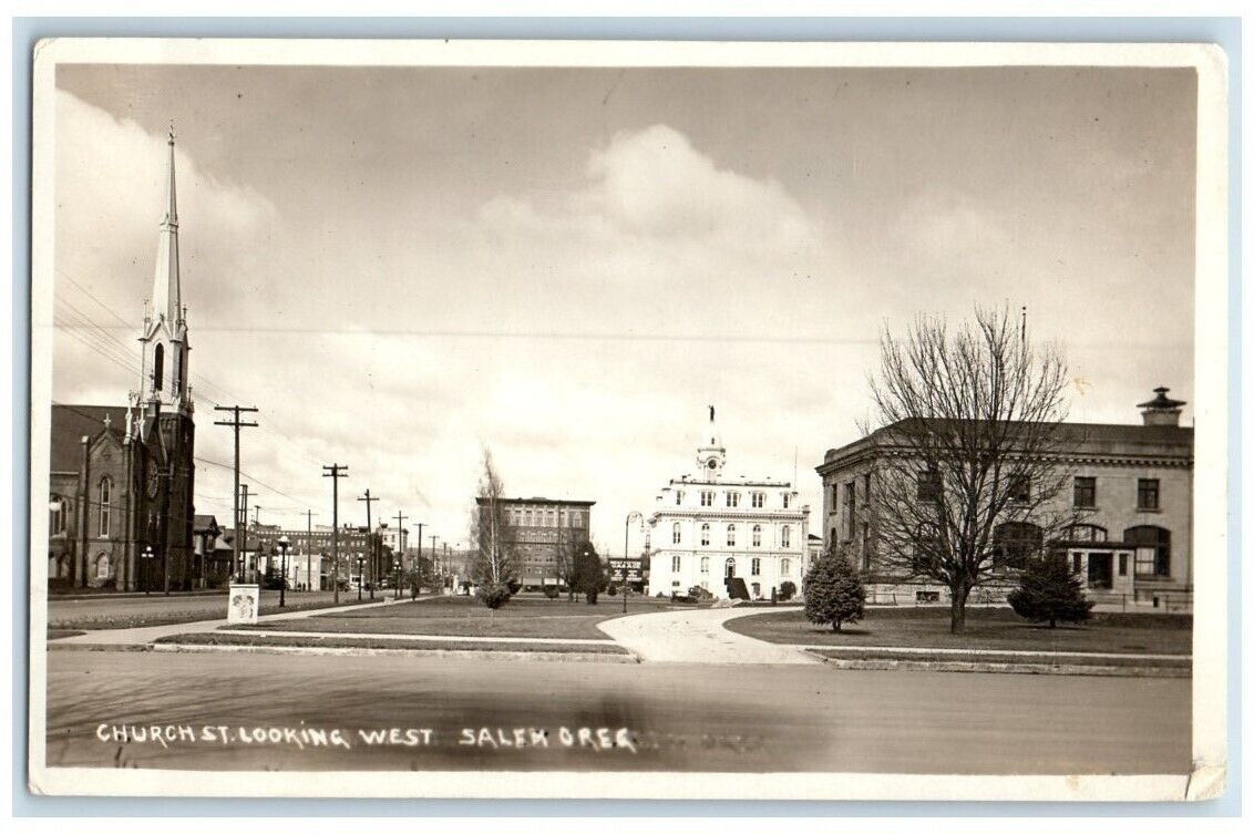 c1915 Church Street Looking West Salem Oregon OR RPPC Photo Unposted Postcard