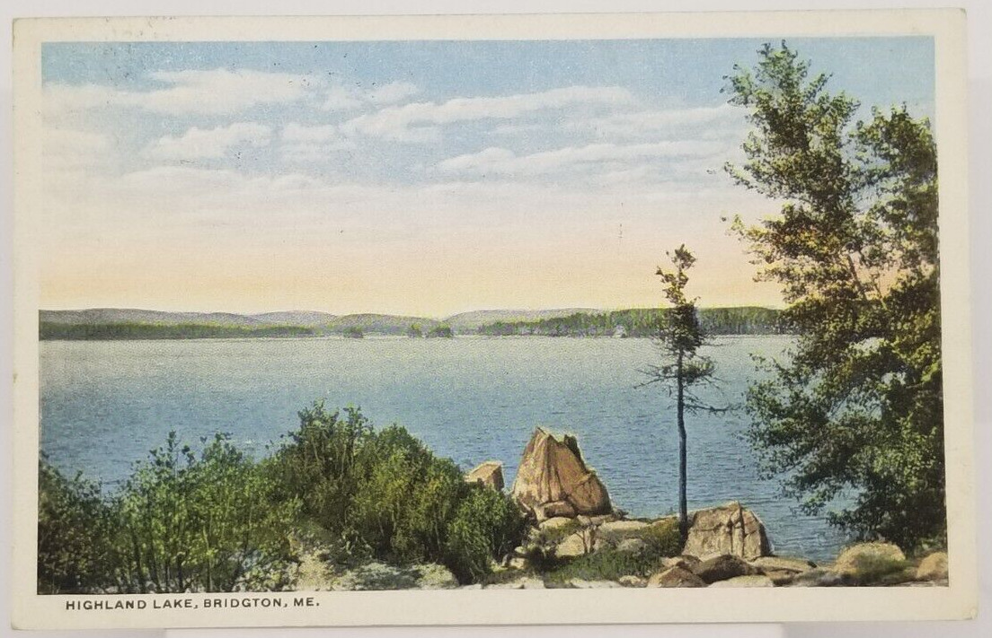 MAINE Bridgton View of Highland Lake c1918 ME Postcard