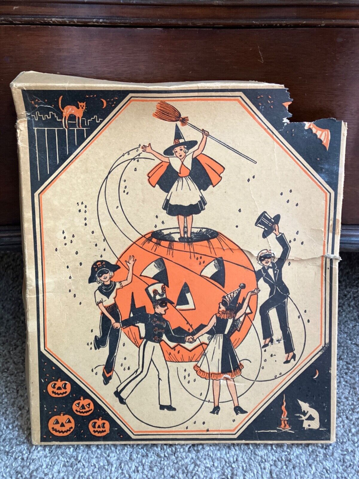 Antique Halloween 1920's-1930's Masquerade Costume Box Lid only