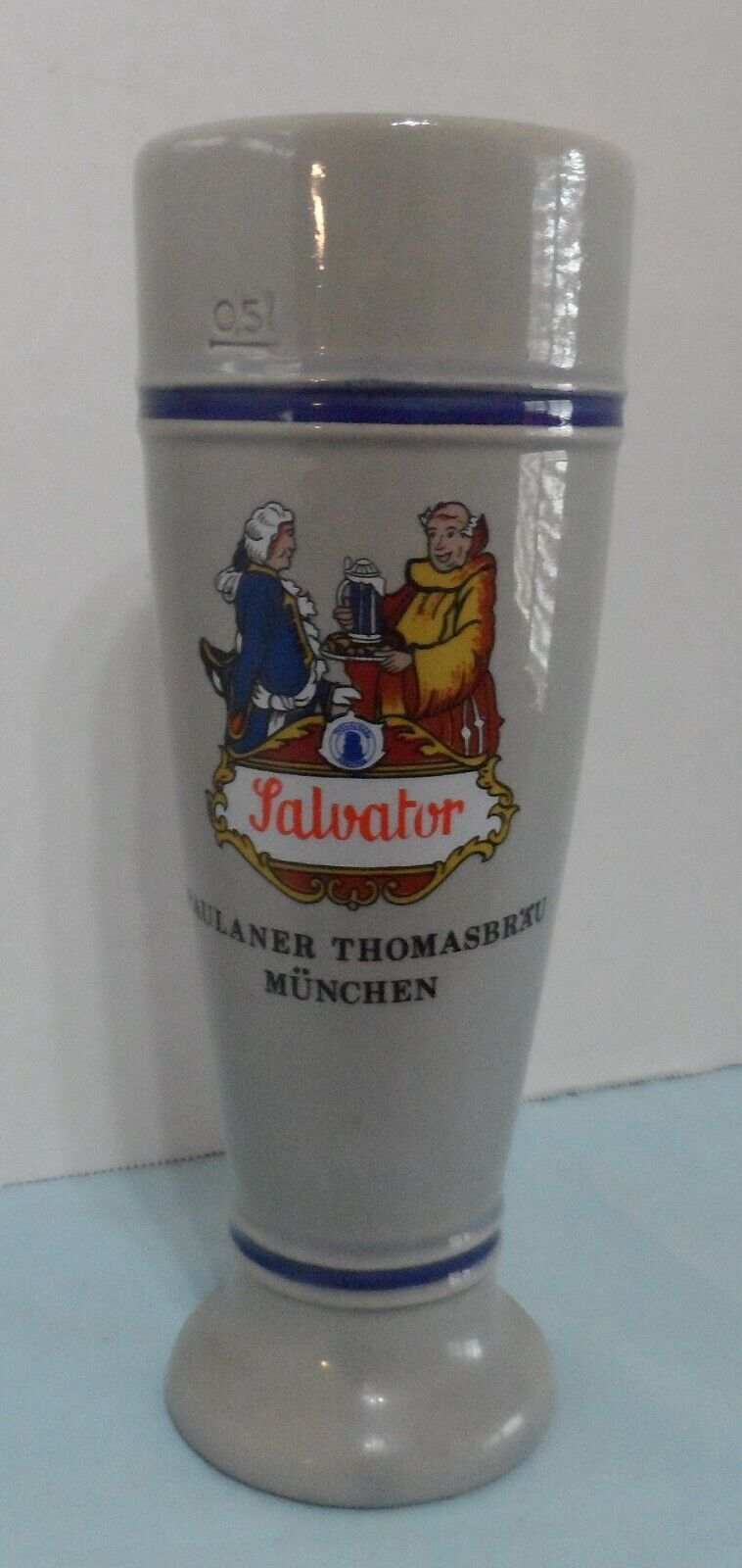 Vintage original Salvator Paulaner Thomasbrau Munchen Stoneware beer mug-Germany