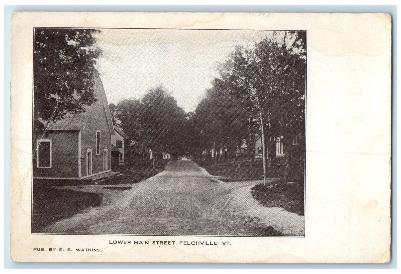 c1905 Lower Main Street Dirt Road Houses Building Felchville Vermont VT Postcard