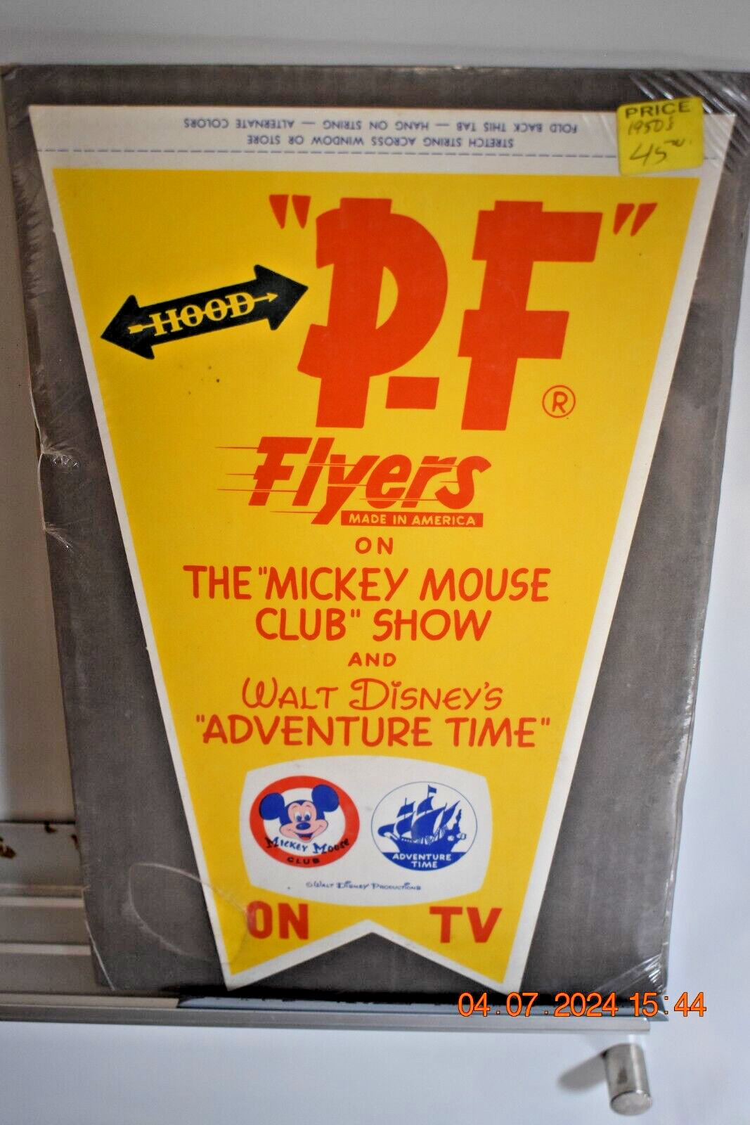 50s P-F Time is Here FLYERS MICKEY MOUSE CLUB Advertising Banner Y