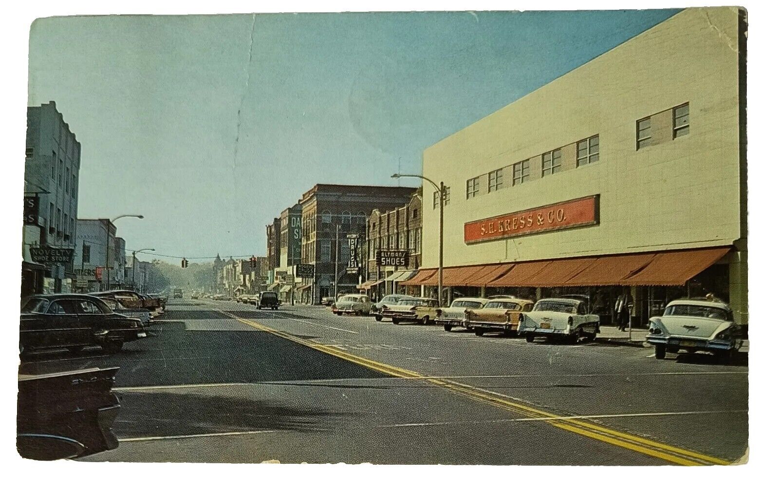 Brunswick GA Georgia Newcastle Street Business District & Cars 1964 Postcard A3