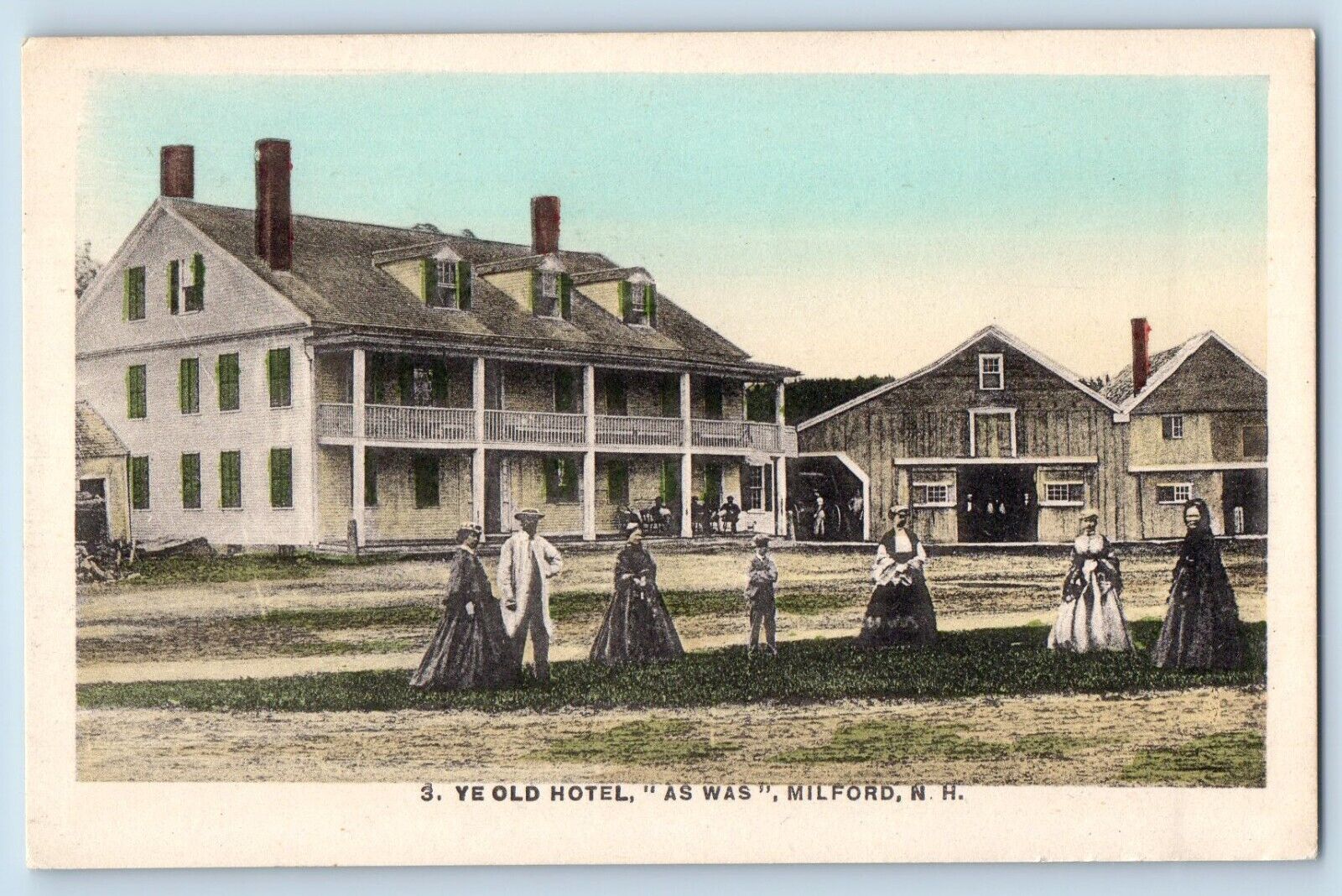 Milford New Hampshire Postcard Ye Old Hotel As Was Exterior 1910 Vintage Antique