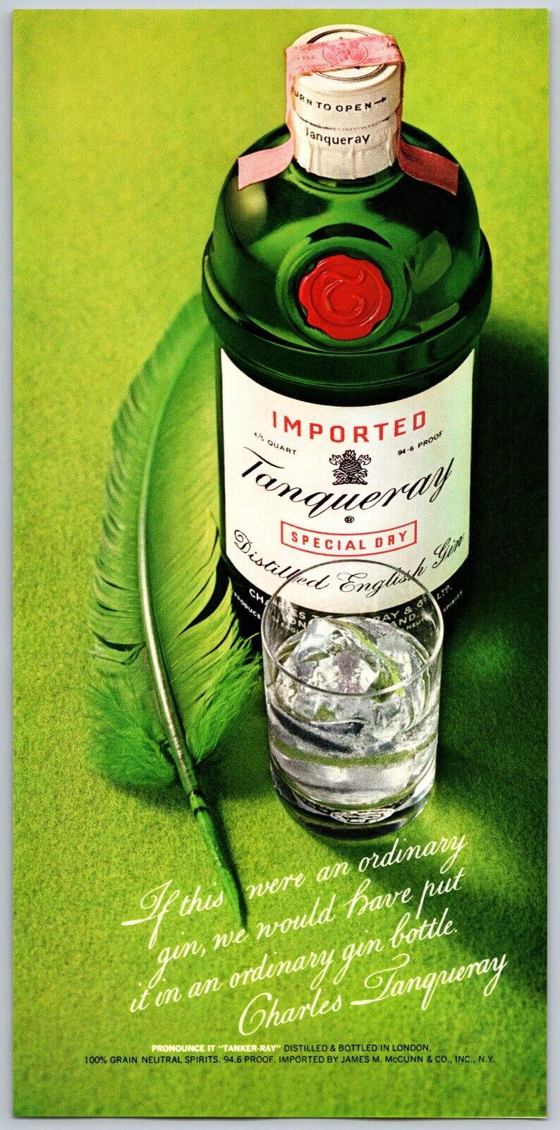 Vintage Print Ad Tanqueray Distilled English Gin | Feb 1972