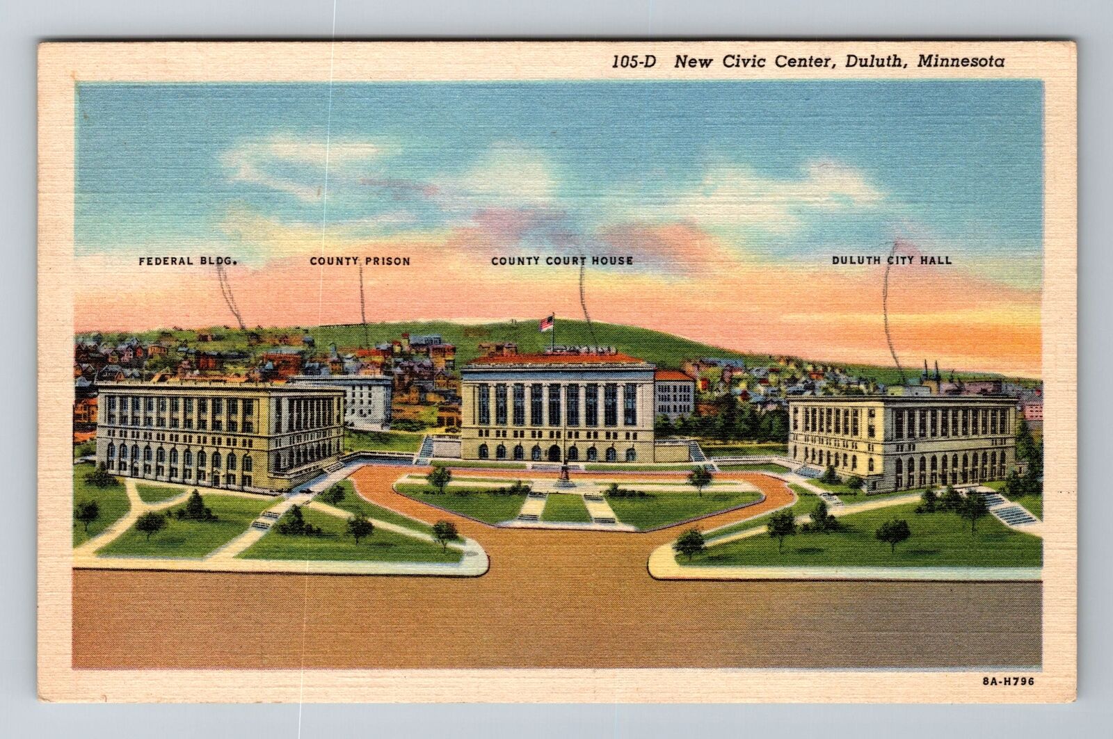 Duluth MN-Minnesota, New Civic  Center, Antique Vintage Souvenir Postcard