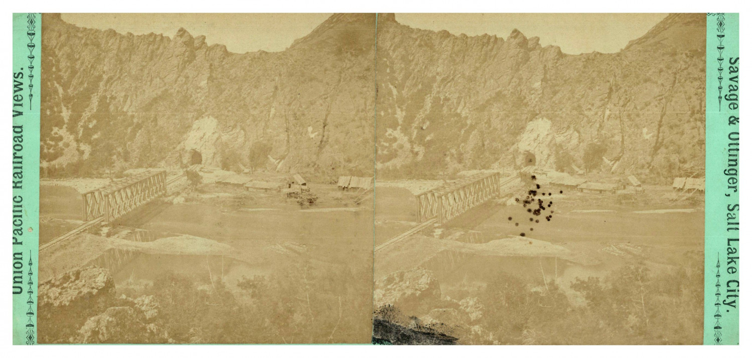 USA, Union Pacific Railroad, Railroad Bridge, ca.1880, Stereo Vintage Print st