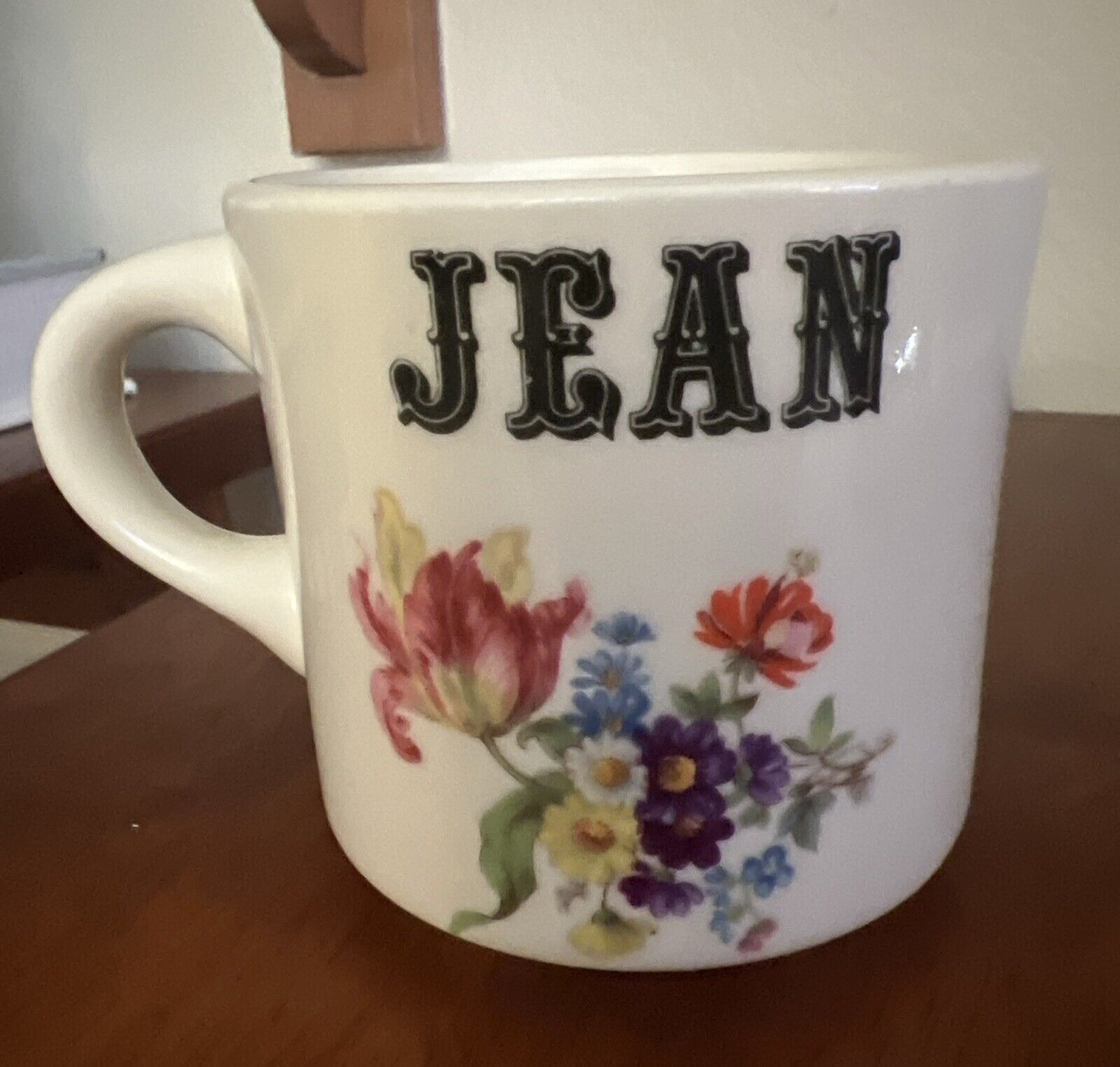 Vintage JEAN Coffee Tea Mug USA Retro Lettering Name Ceramic Cup Excellent Cond