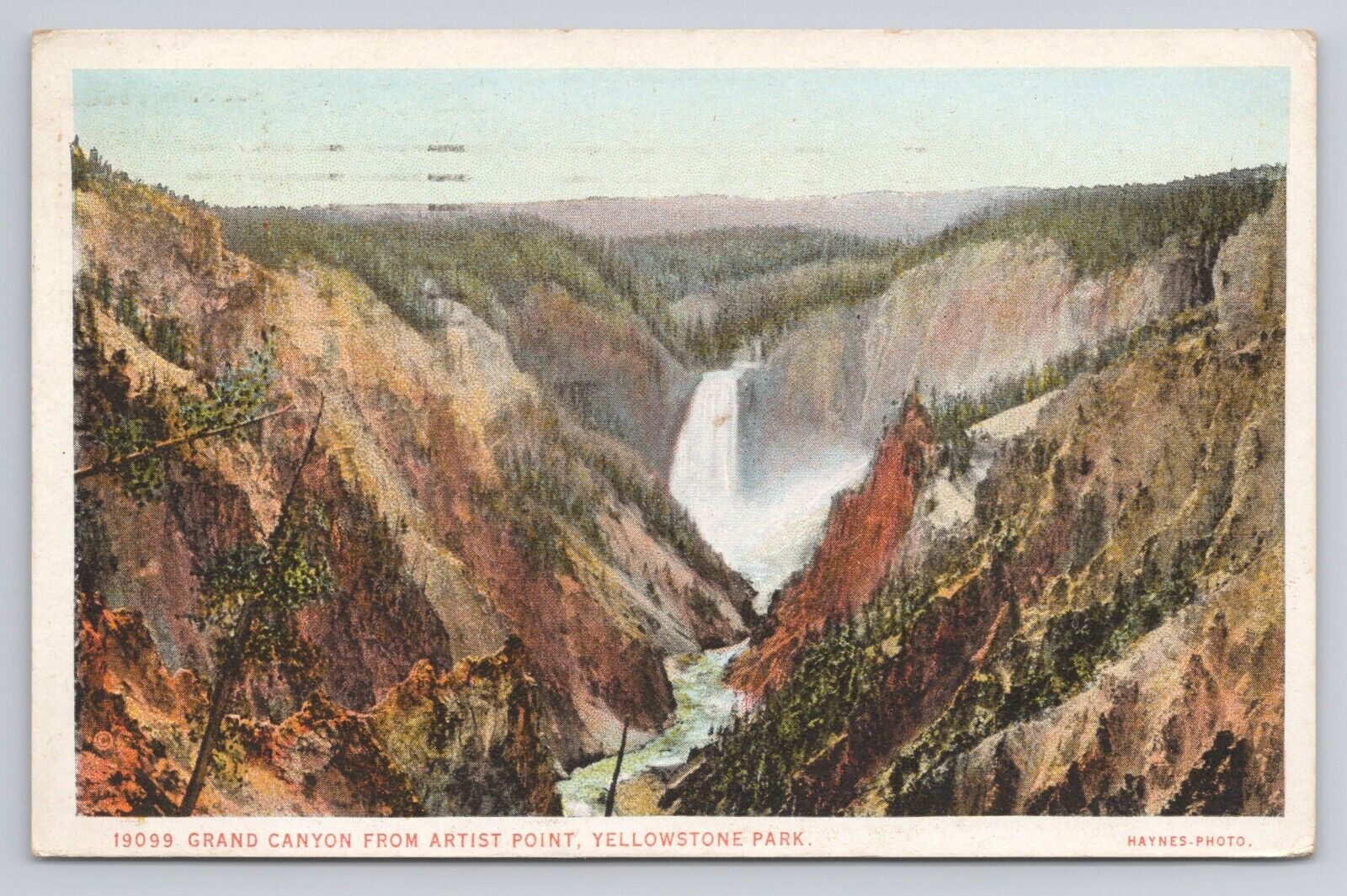 Postcard Grand Canyon From Artist Point Yellowstone Park Wyoming 1924