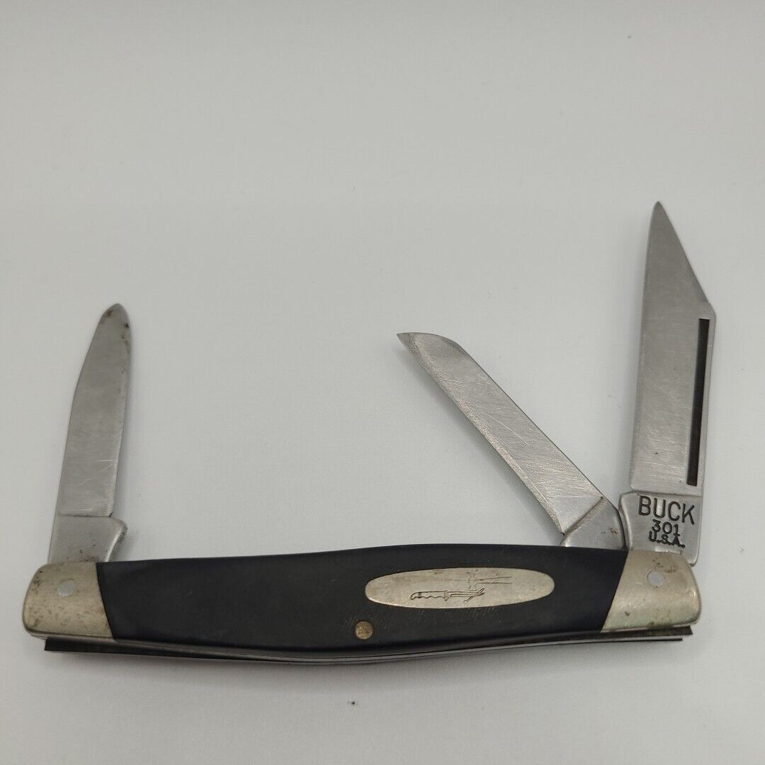 Vintage 72-86 Buck 301 USA Stockman Folding Pocket Knife (Reprofiled Pen Blade)
