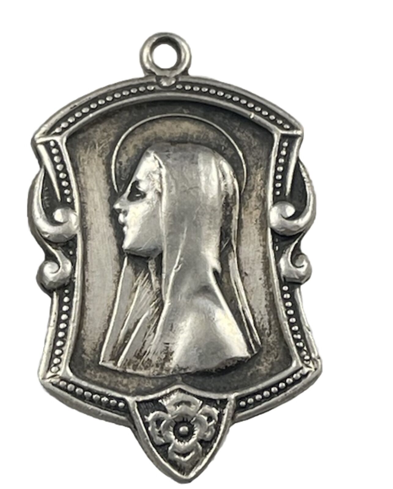 Vintage Catholic Sterling Silver Lourdes, Jesus Medal, 3.9 Grams Silver