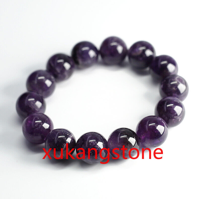 1pcs Genuine 10mm+ Natural Purple Amethyst Crystal Round Beads Bracelet AAAA