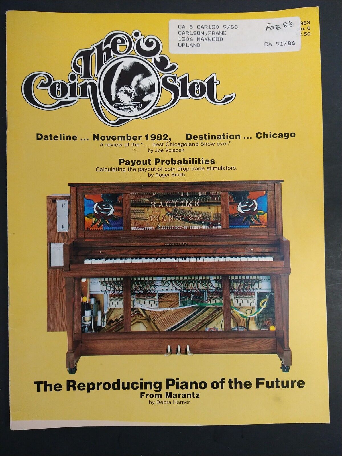 RARE Vintage COIN SLOT MAGAZINE - Marantz Piano Pianocorder , Slot Machine, Vend
