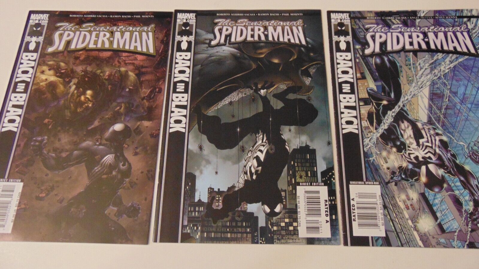 The Sensational Spider-Man #35 36 37 LOT (2007) BACK IN BLACK EPIC COVER\'S