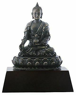 Ebros 7.75 Inch Dark Grey Medicine Buddha Meditating with Eyes Closed