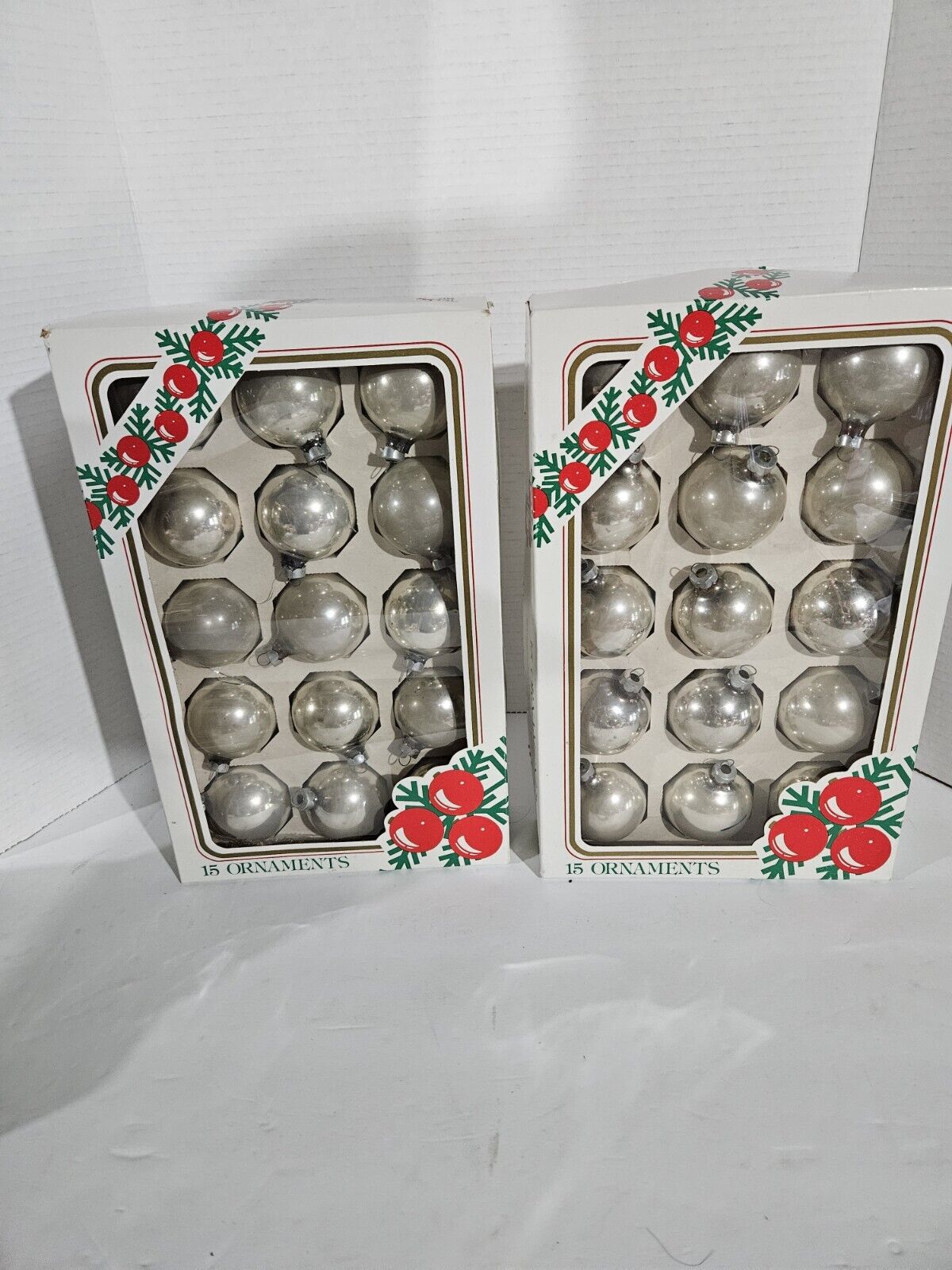 30 Vintage Christmas Ornaments Kmart Glass Silver Bulbs Original Boxes