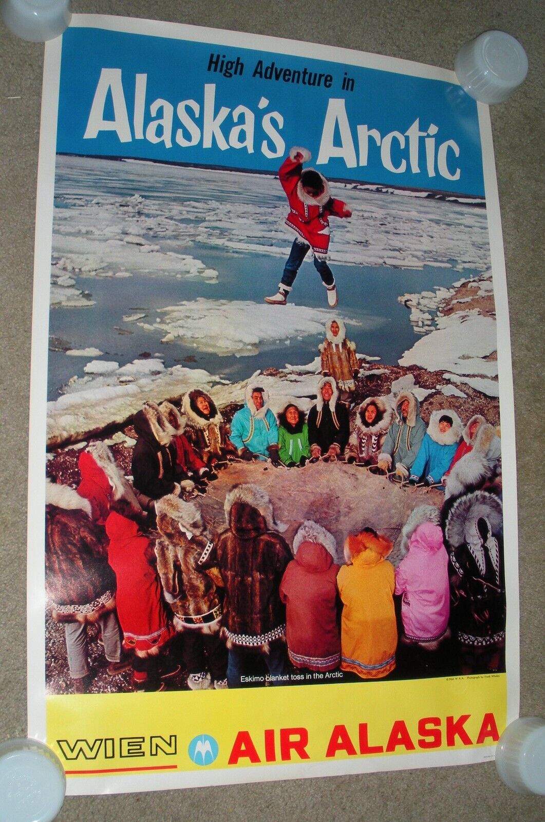 Authentic 1966 Wien Air Alaska Airlines High Adventure Poster 35.5\