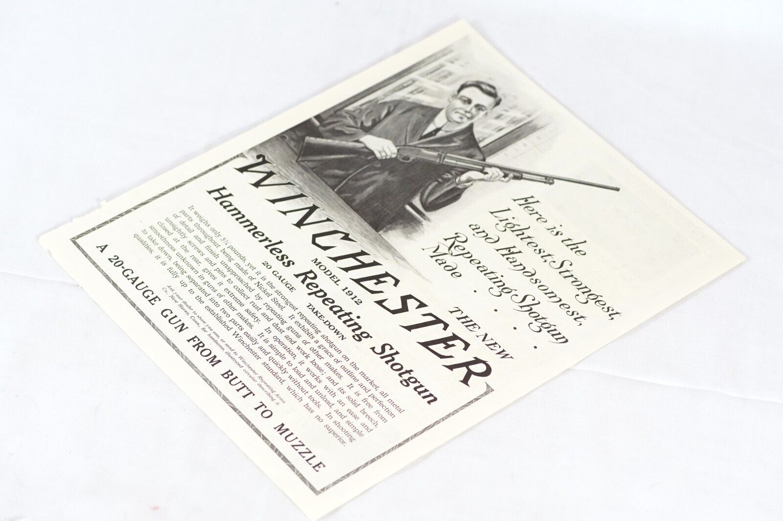 1912 Winchester Model 1912 Hammerless Repeating Shotgun Full Page Advertisement