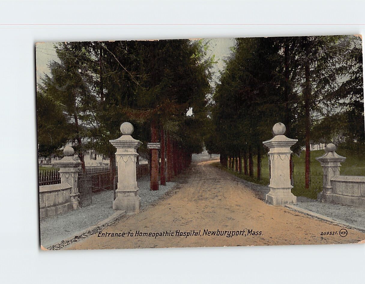 Postcard Entrance to Homeopathic Hospital Newburyport Massachusetts USA