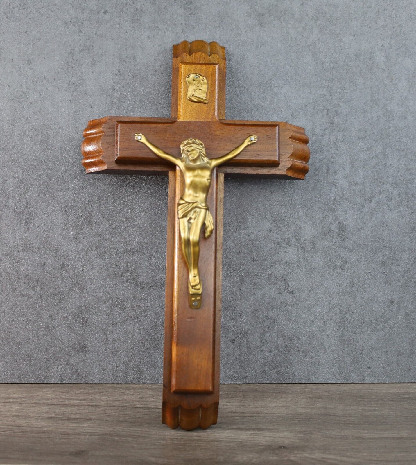 Vtg religious wooden crucifix last rights sick call