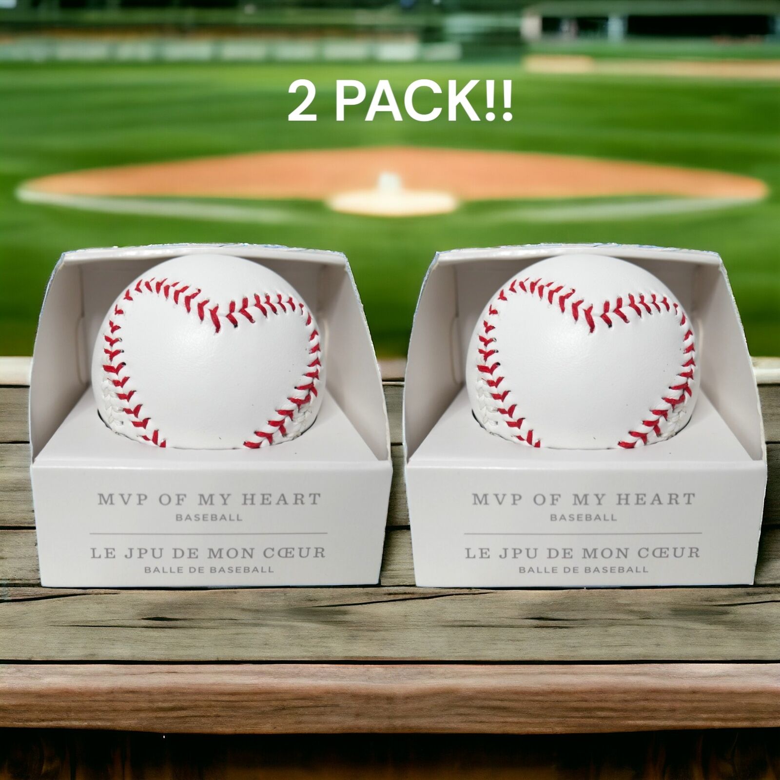 Hallmark MVP OF MY HEART 2 PACK Stitched BASEBALL Father\'s Day Gift NEW IN BOX