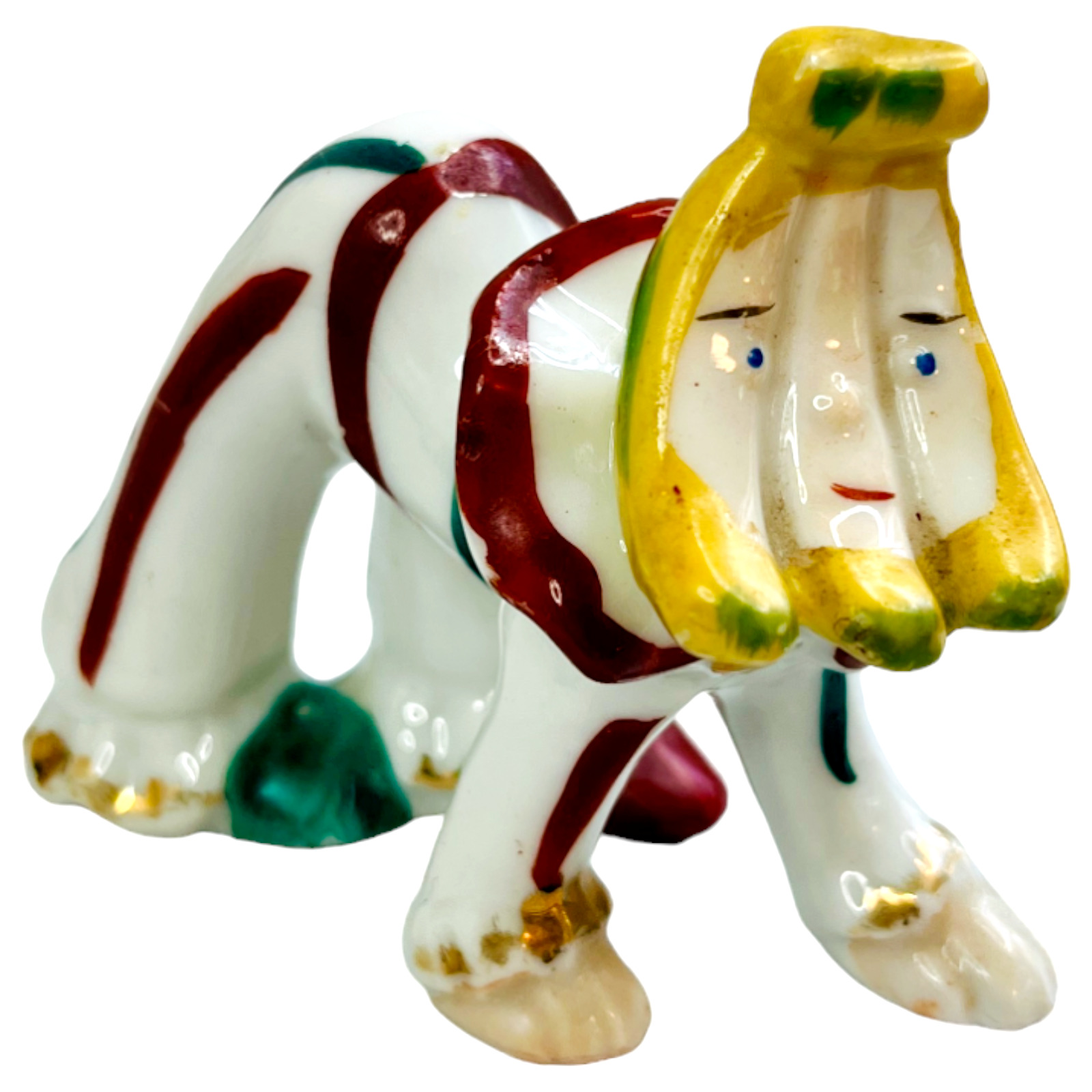 Vintage Anthropomorphic Japan Ceramic Banana Head Face Clown Figurine Animal MCM