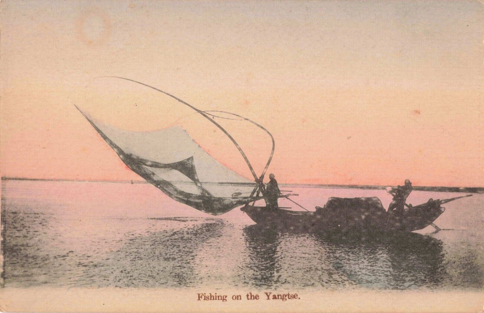 Fishing on the Yangtze River China c1910 Postcard