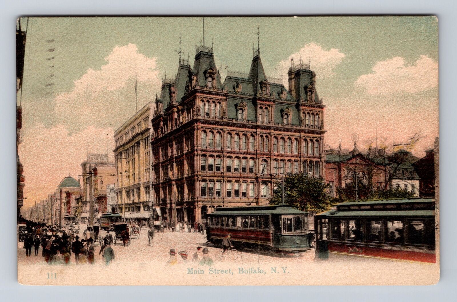 Buffalo NY- New York, Main Street, Advertisement, Antique Vintage c1907 Postcard