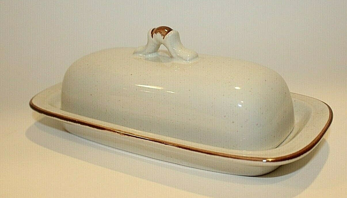 Vintage Hearthside Stoneware Covered Butter Dish Japan Casual Elegance Champagne