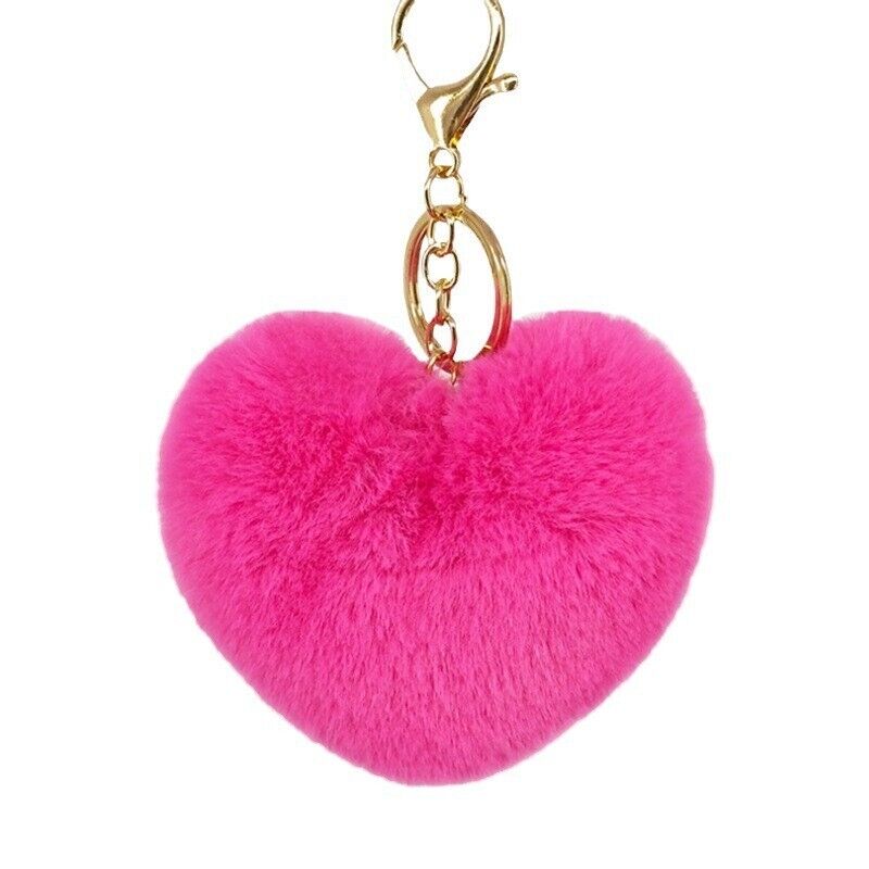 Sweet Pink Heart Plush Valentine's Day Women's Bag Pendant Keychain