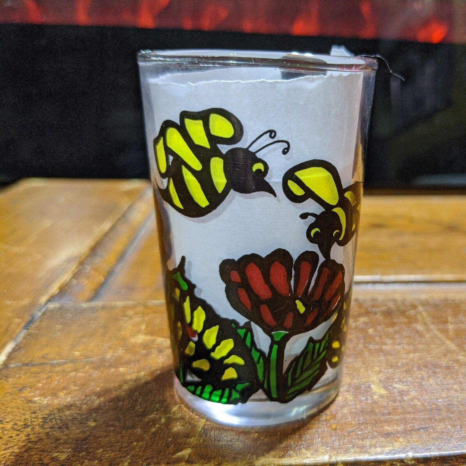 Vintage Fine Colorful Enamel Work Handpainted Juice / Milk Glass