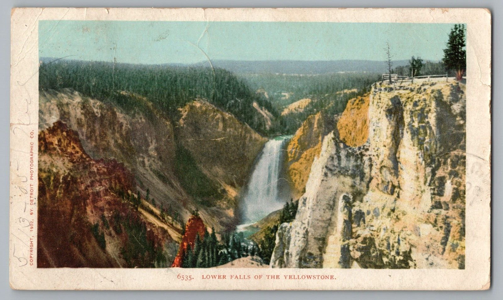Postcard c1905 Lower Falls Of The Yellowstone, Wyoming