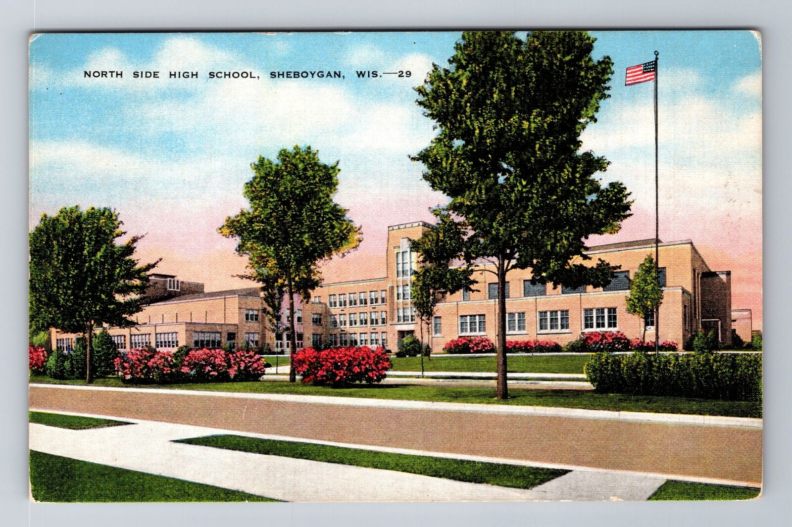 Sheboygan WI-Wisconsin, North Side High School, Antique Vintage Postcard