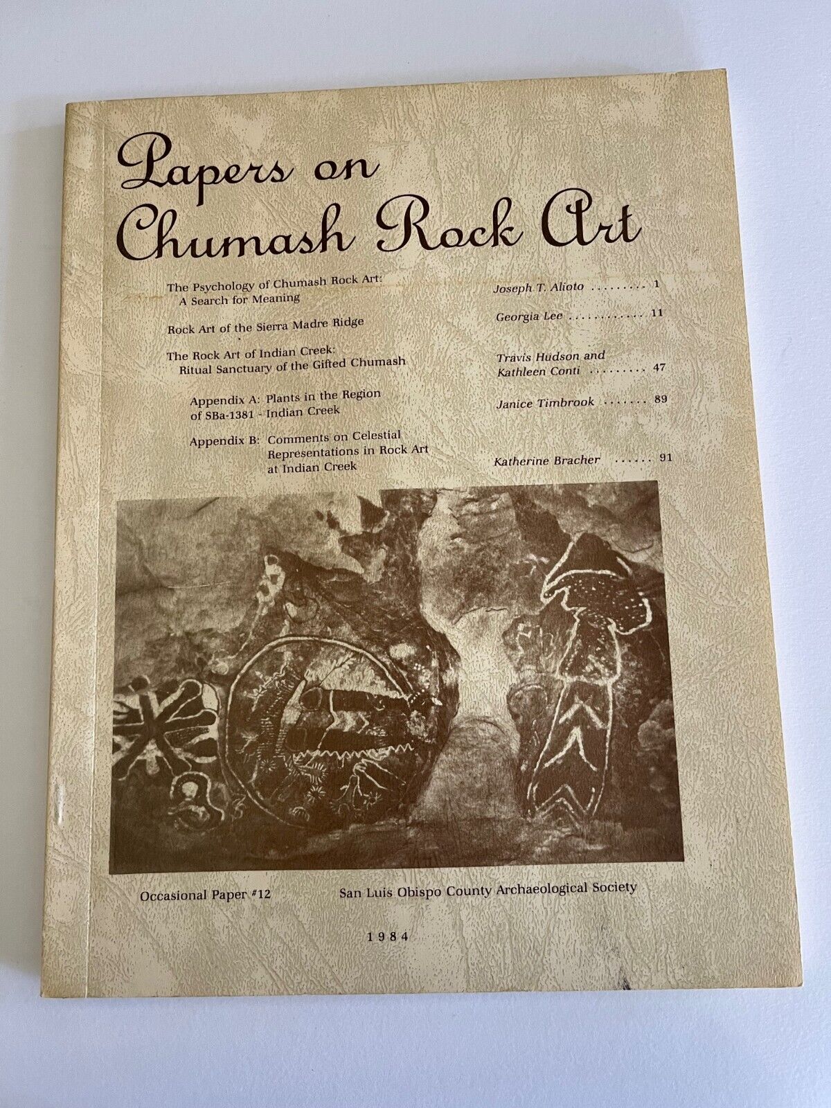 Papers CHUMASH ROCK ART San Luis Obispo Archaeological Society California Indian