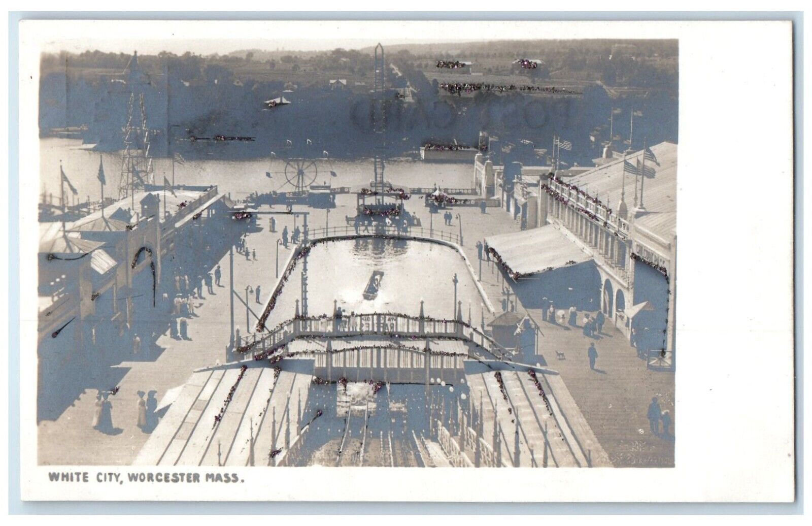 c1905 White City Amusement Park Worcester Massachusetts MA RPPC Photo Postcard