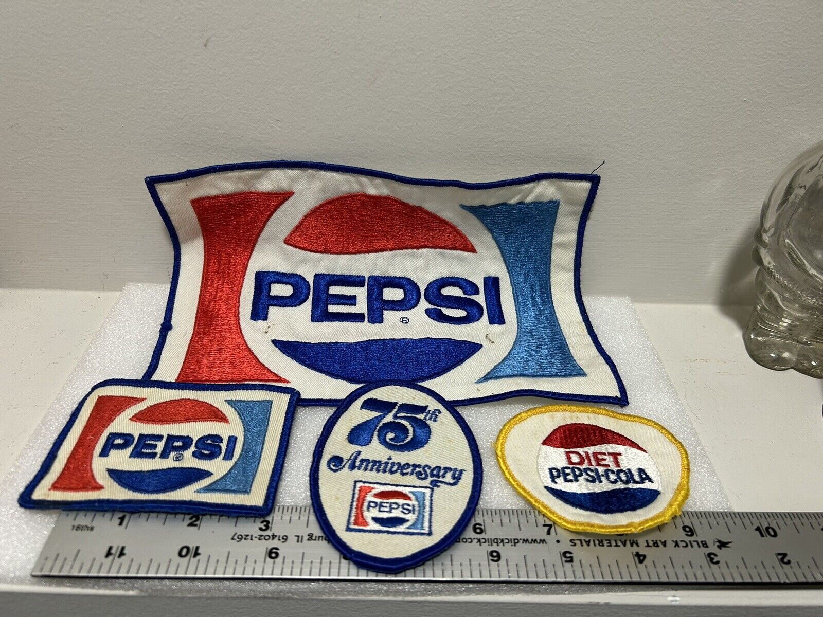 Pepsi and Diet Pepsi patches 4 total Good cond.  Various sizes purchased in 70\'s
