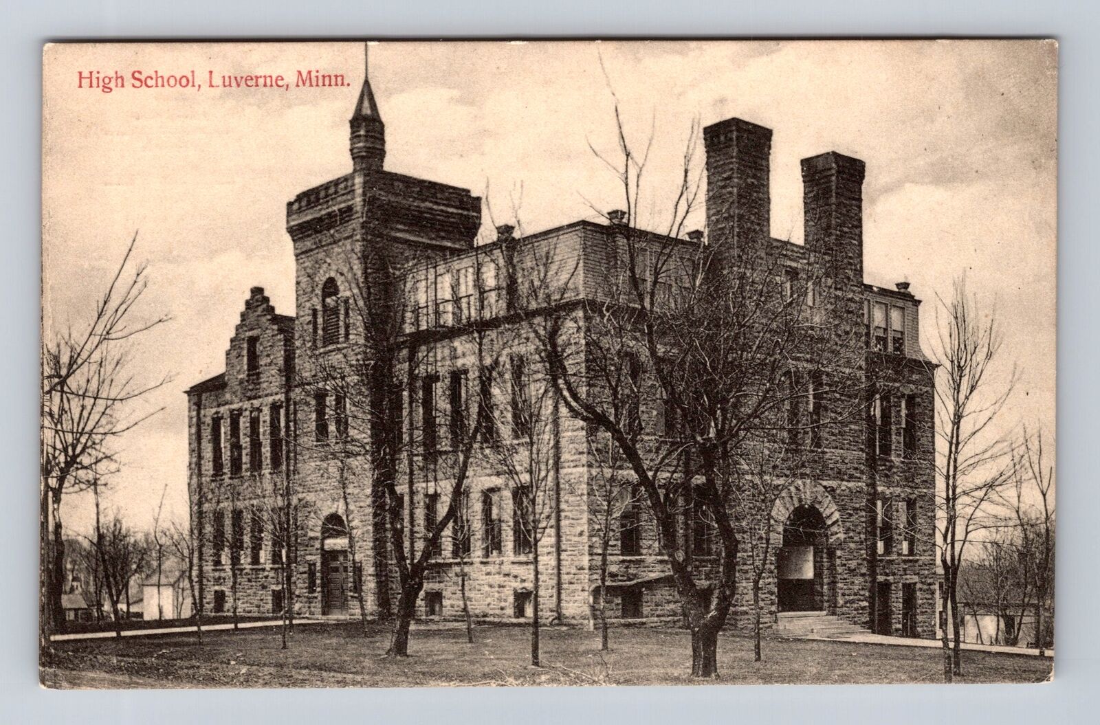Luverne MN-Minnesota, High School, Antique, Vintage Postcard