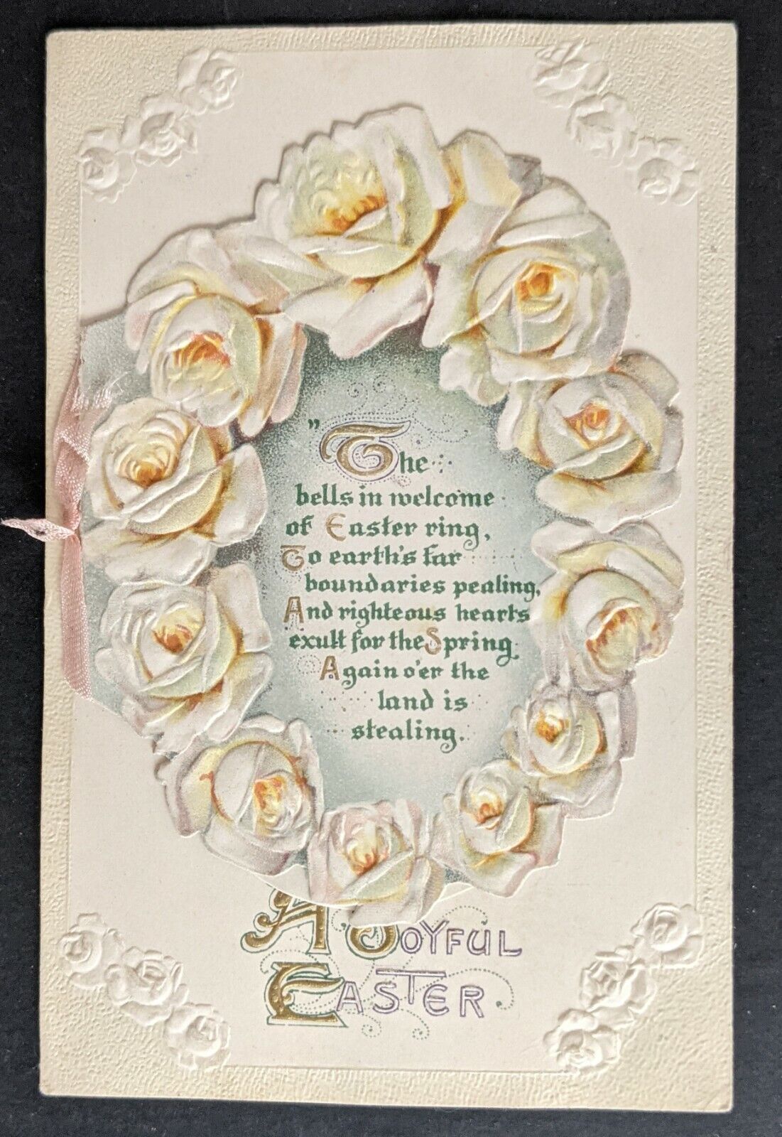 Lovely Easter Roses Lift Open for Message Beautiful Mechanical Postcard c1913