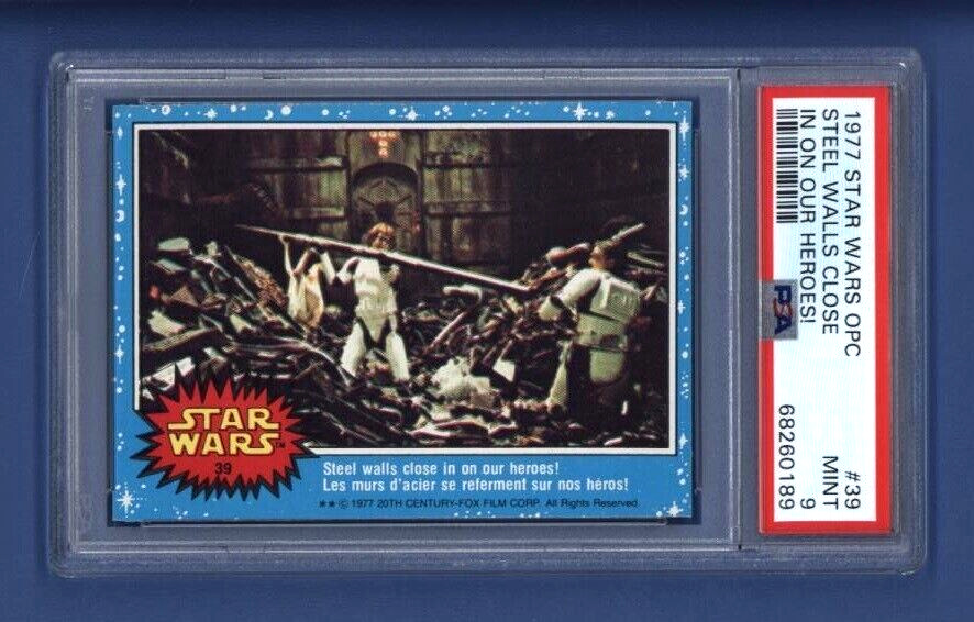 1977 OPC Star Wars 1st series #39 STEEL WALLS CLOSE IN ON OUR HEROES PSA 9 MINT
