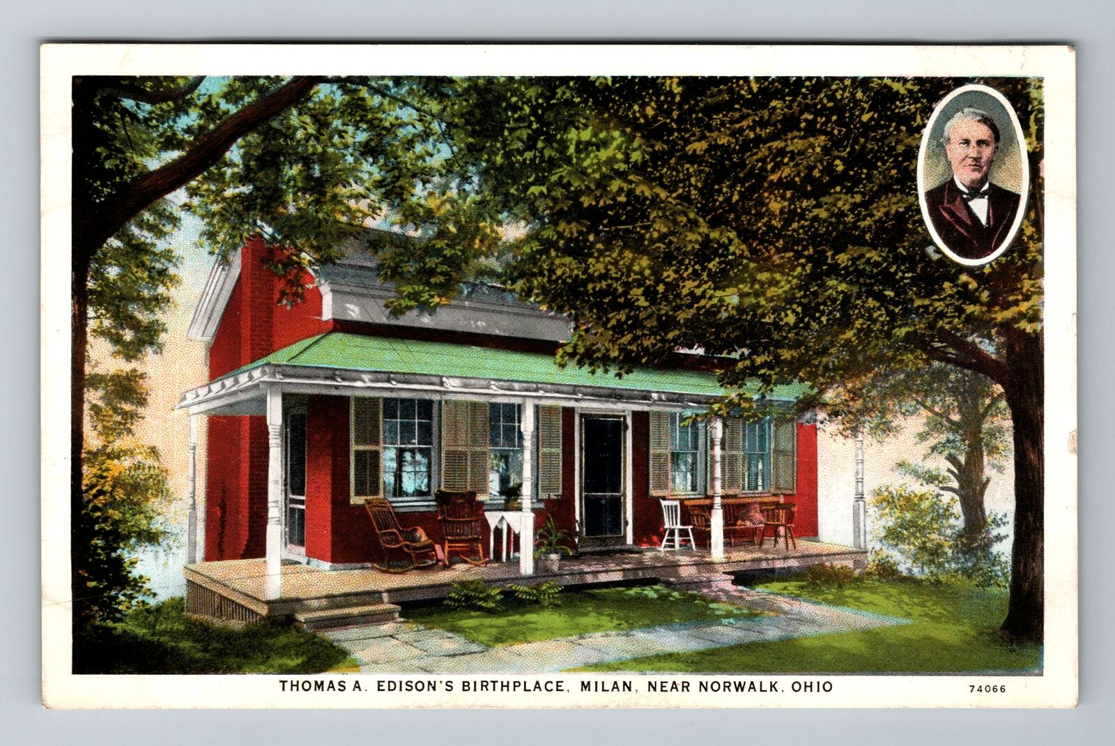 Milan OH-Ohio, Thomas A. Edison\'s Birthplace, Antique Vintage Souvenir Postcard