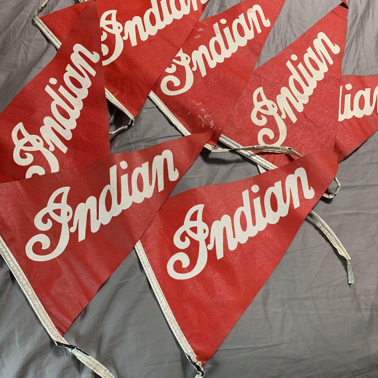 Vintage RARE Original Indian Motorcycle Dealer Flag Strand (7) Display Signs