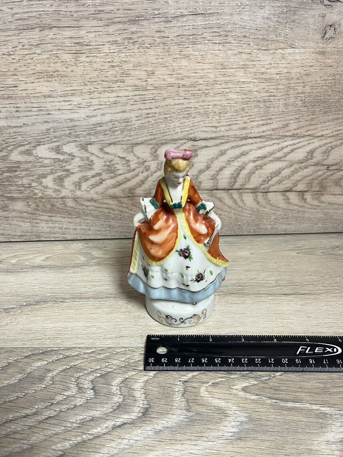 Vintage Hand Painted Made In Occupied Japan Figurine of Lady in Victorian Dress