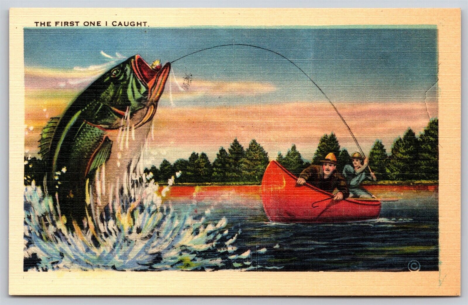 Postcard Exaggerated Fish, The First One I Caught E40