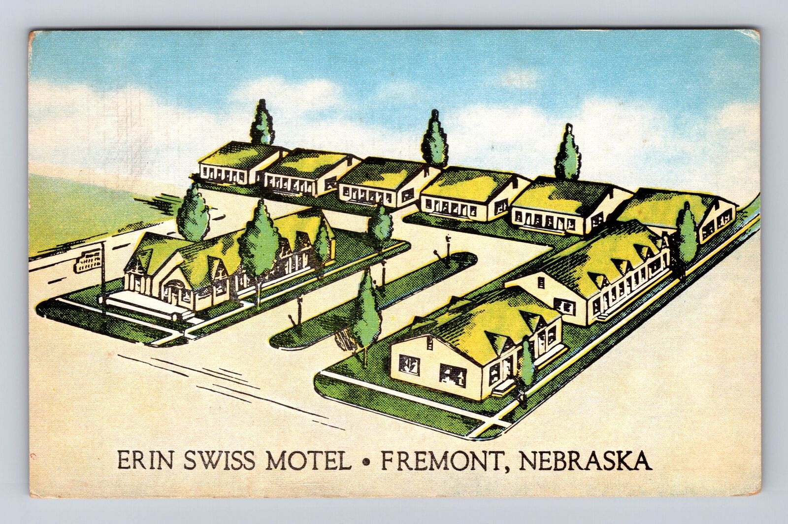 Fremont NE-Nebraska, Erin Swiss Motel, Advertisement, Vintage c1953 Postcard