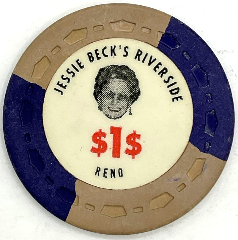 Vintage Jessie Beck’s Riverside Casino $1 Poker Chip Reno Nevada Gambling