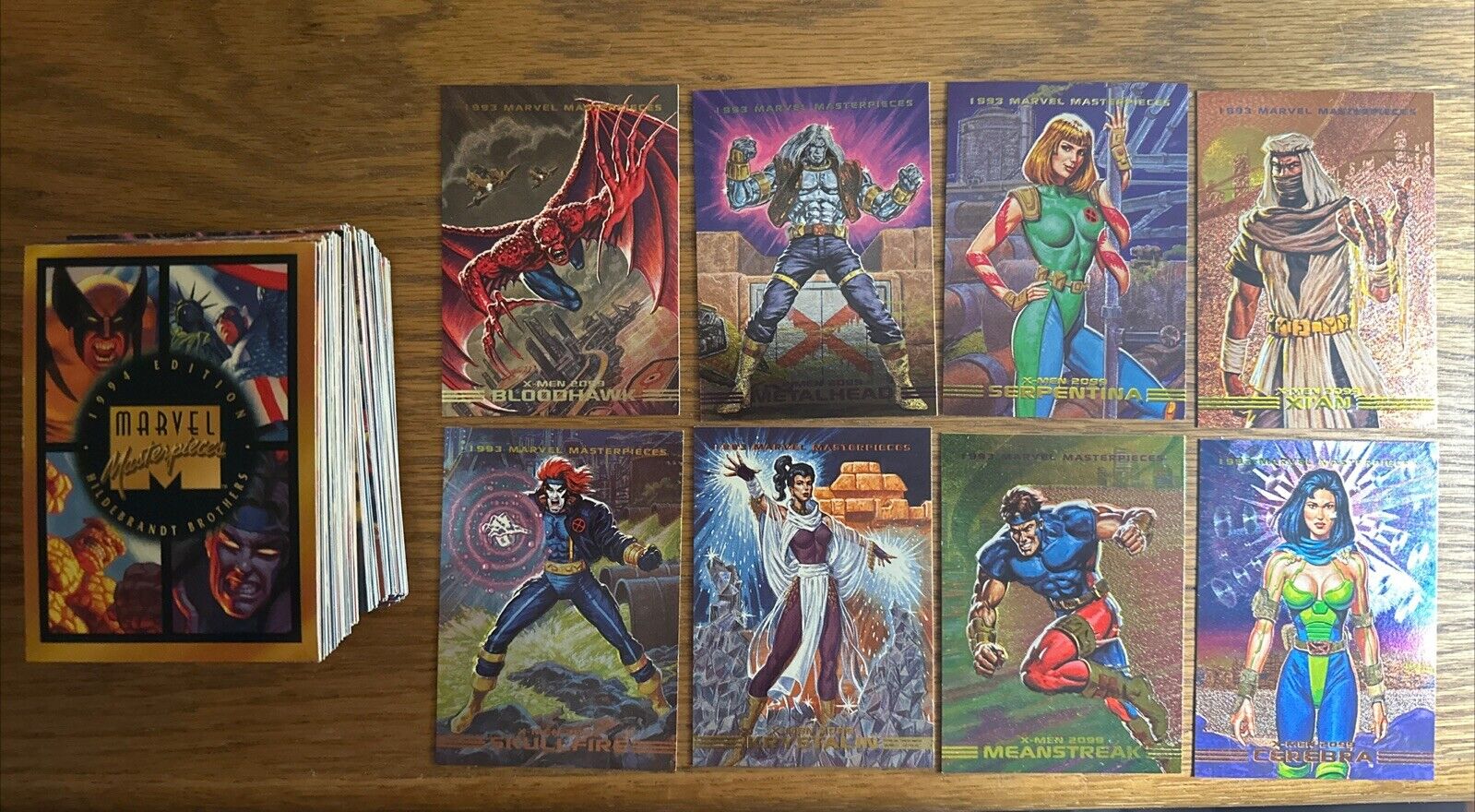 1993 Marvel Masterpieces Complete 90 Card BASE SET & Dyna-Etch FOIL 8 Card CHASE