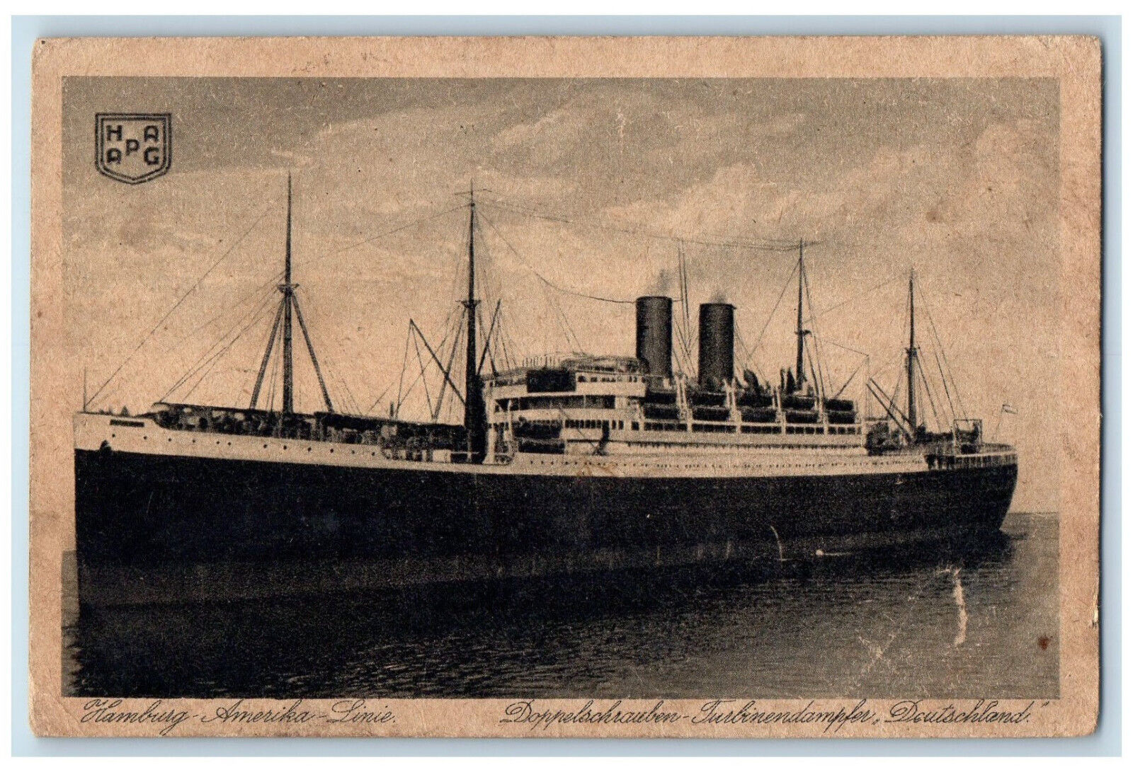 c1940\'s Twin Screw Turbine Steamer Hamburg-America Line Germany Postcard