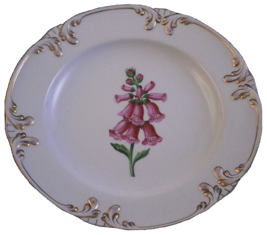 Antique Mid 19thC Schlaggenwald Porcelain Floral Plate Porzellan Teller German