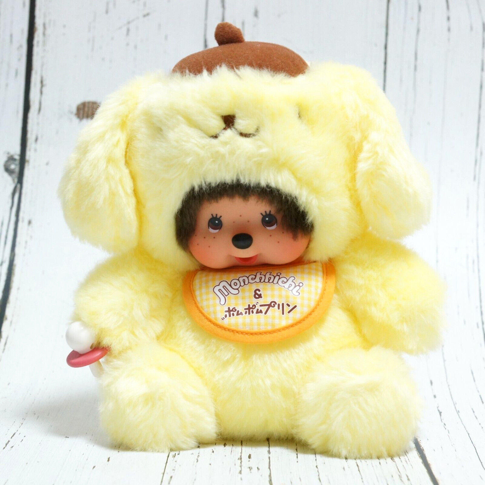 Sanrio Pom Pom Purin Monchhichi CHIMUTAN  mascot Plush Toy Yellow S size rare